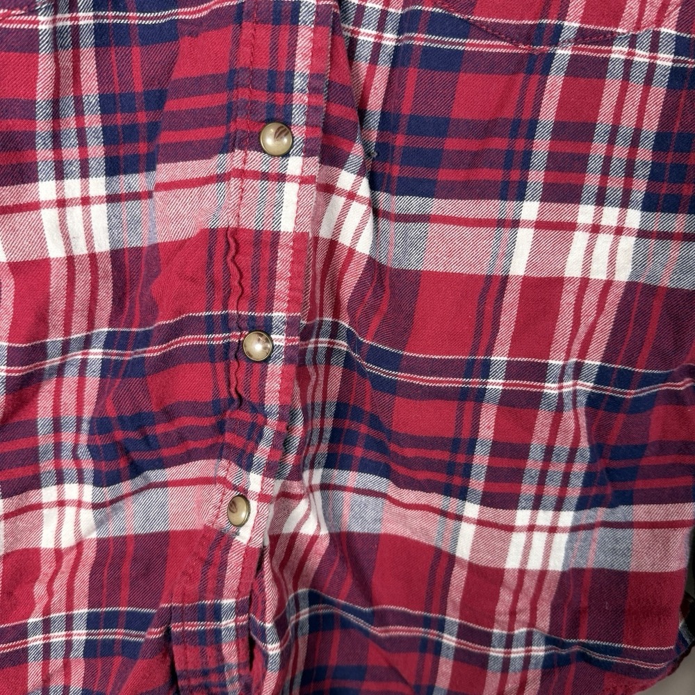 Jachs Girlfriend Women's Small Flannel Shirt Red Plaid Comfort Stretch - Picture 3 of 6